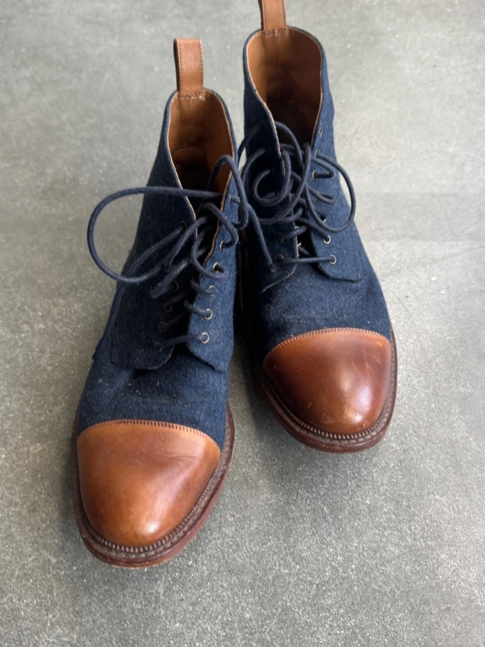 Navy Denim Taft Jack Boots, Size 40
